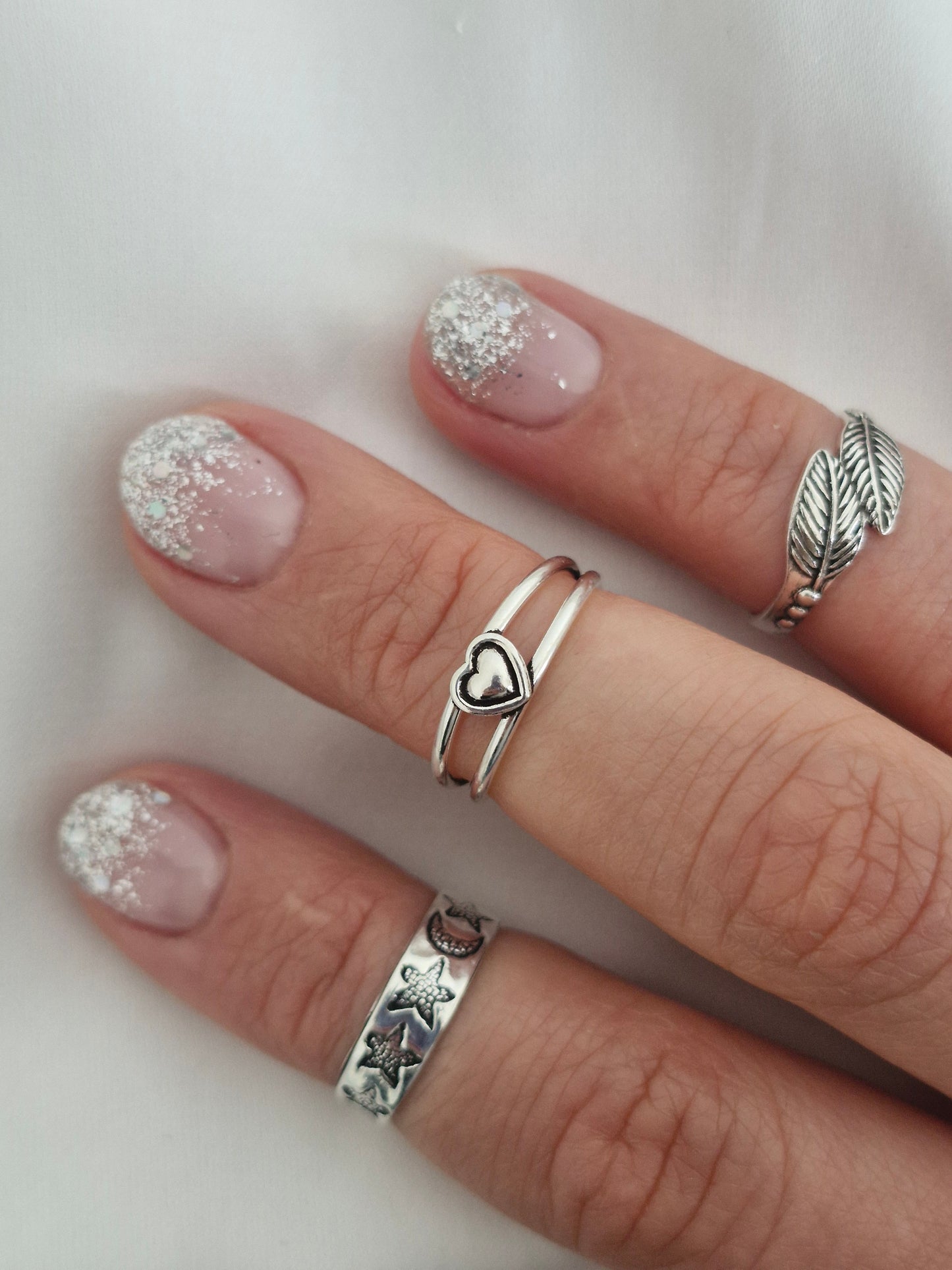 Anillo midi doble con corazón