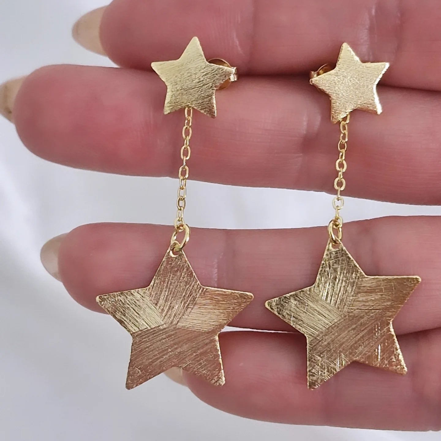 Maxi aros doble estrella colgante con cadena
