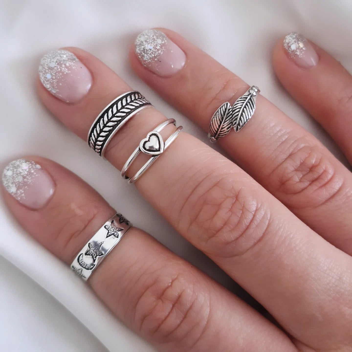 Anillo midi luna y estrellas