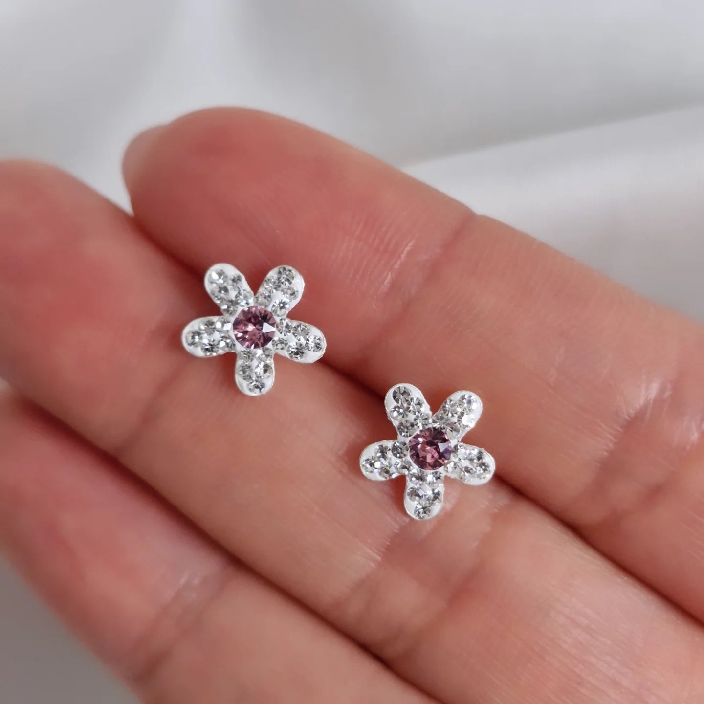 Aros flor strass con circones