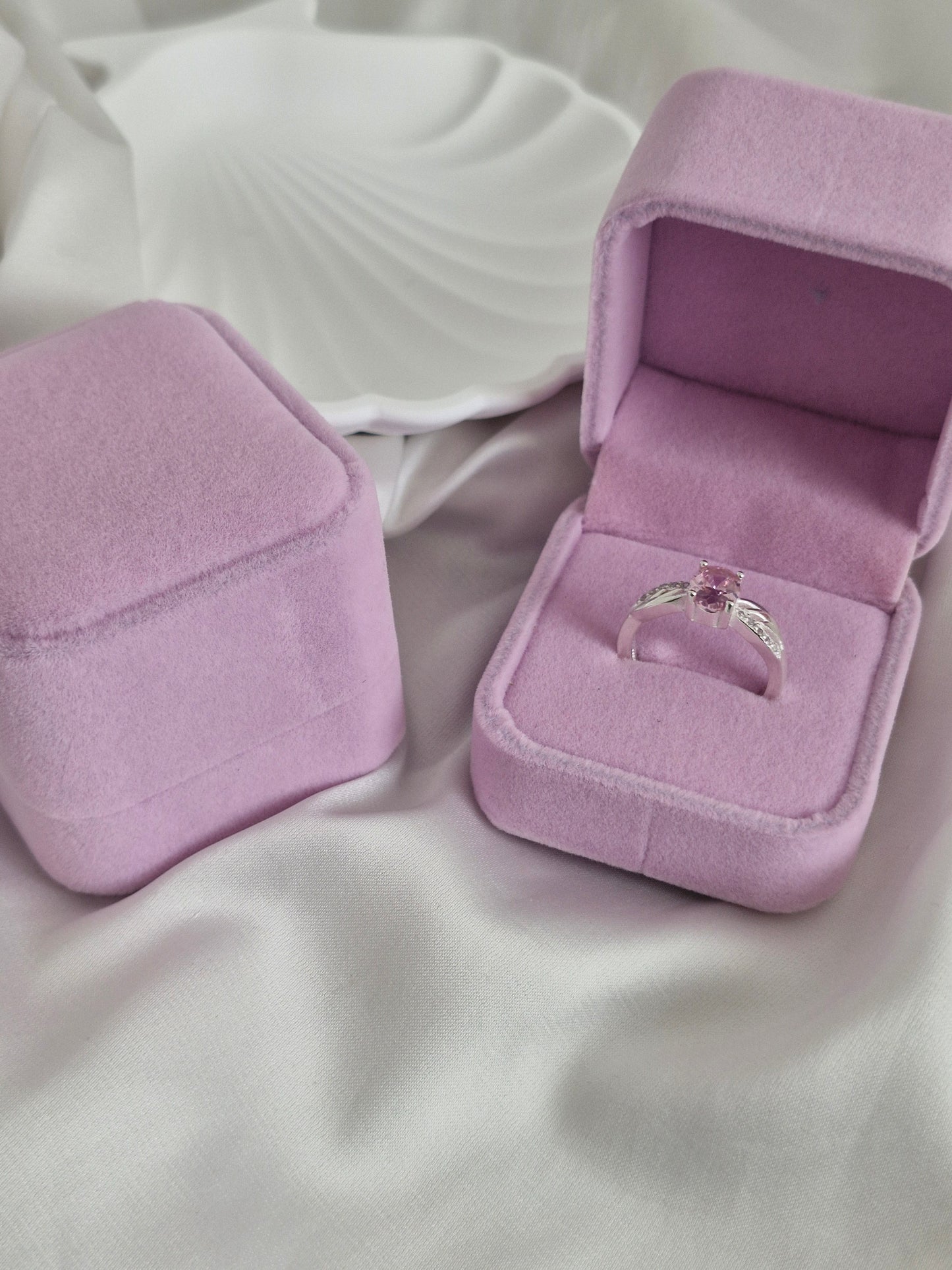Cajita de Regalo para Anillo en Terciopelo Rosa