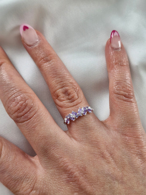 Anillo cintillo de mariposas lavanda