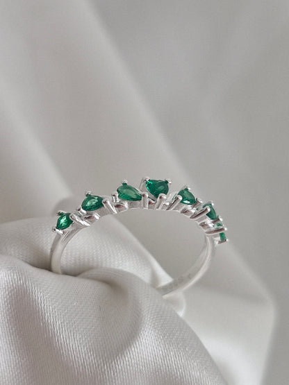 Anillo Corona con Circones Color Esmeralda