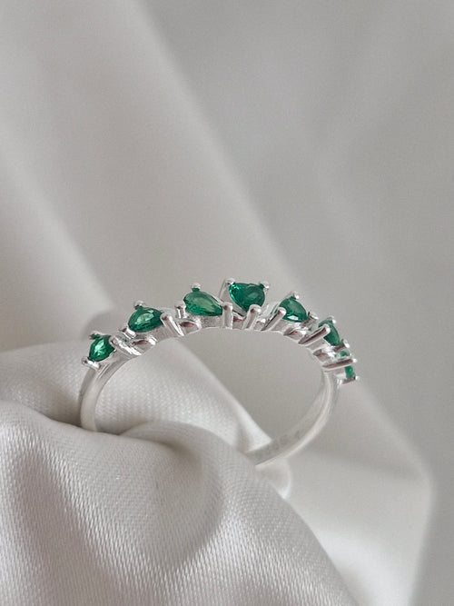 Anillo Corona con Circones Color Esmeralda