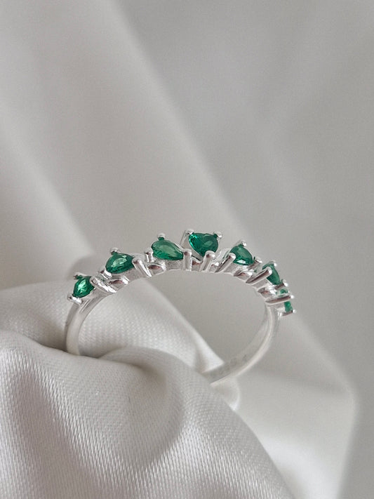 Anillo Corona con Circones Color Esmeralda