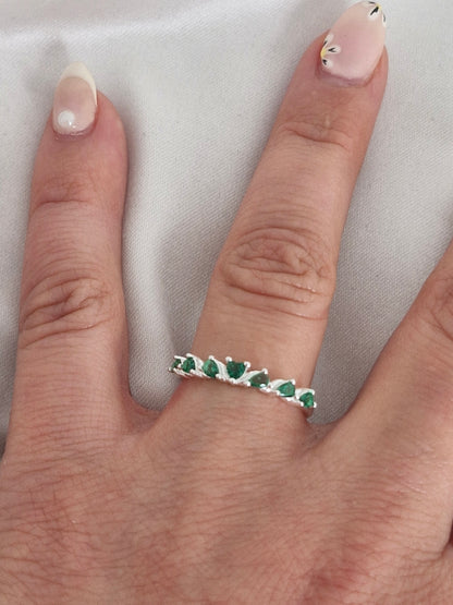 Anillo Corona con Circones Color Esmeralda