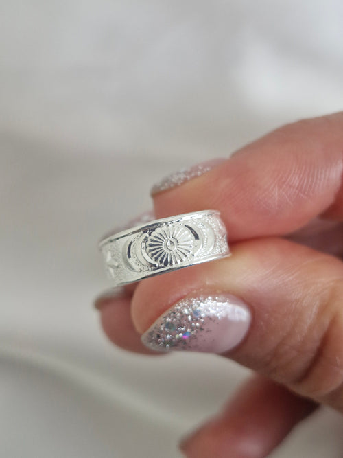 Anillo midi banda diseño flor