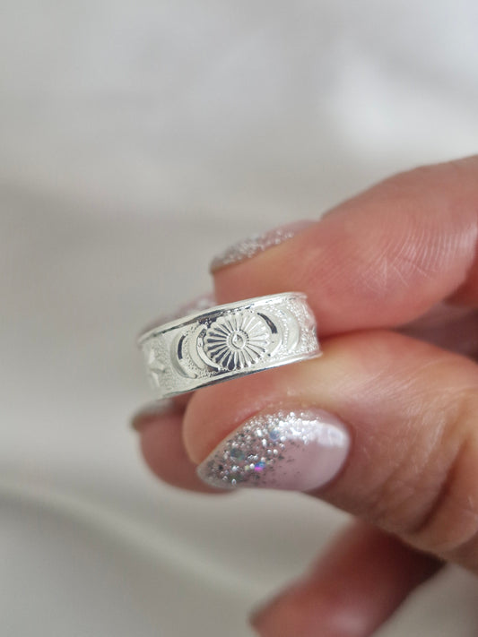 Anillo midi banda diseño flor