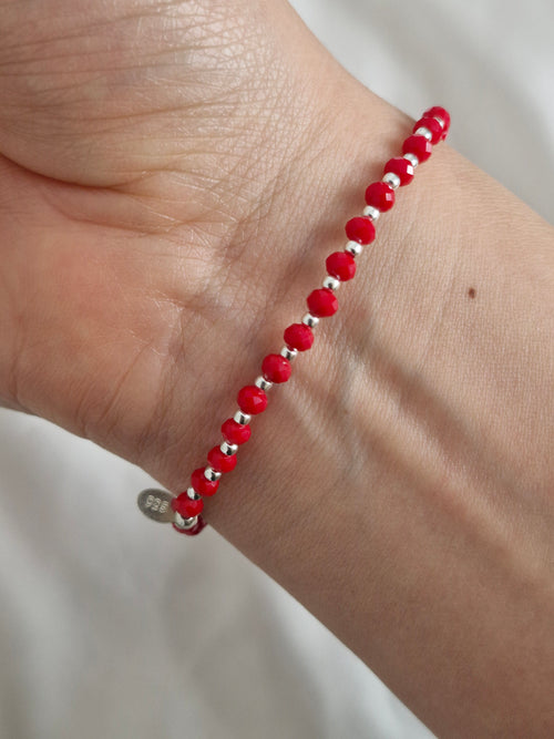 Pulsera roja elasticada