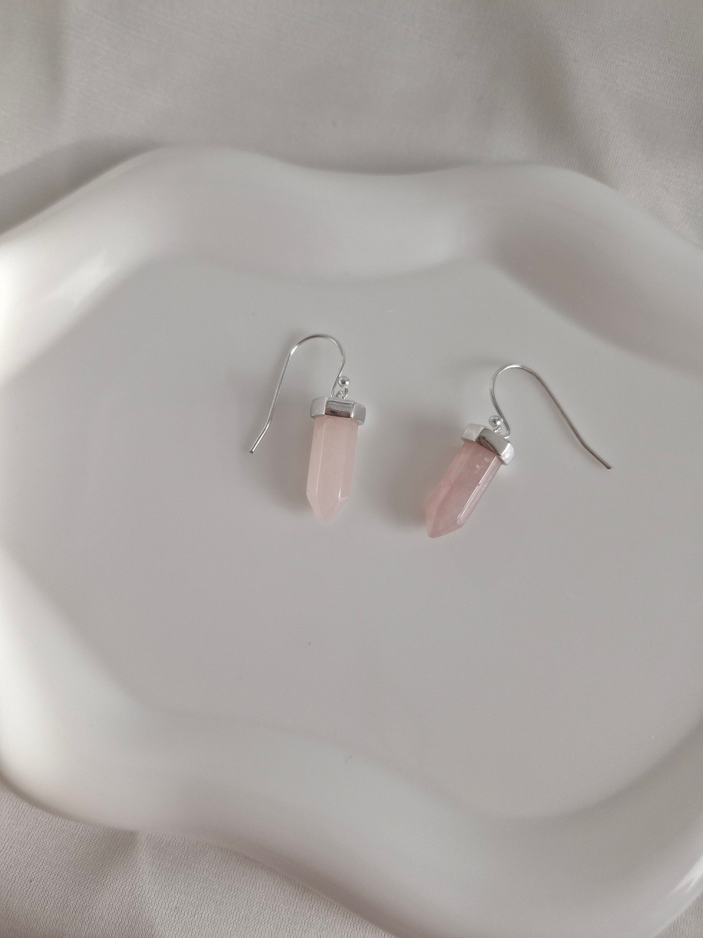 Aros Colgante Péndulo de Cuarzo Rosa