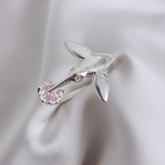 Anillo colibrí rosa