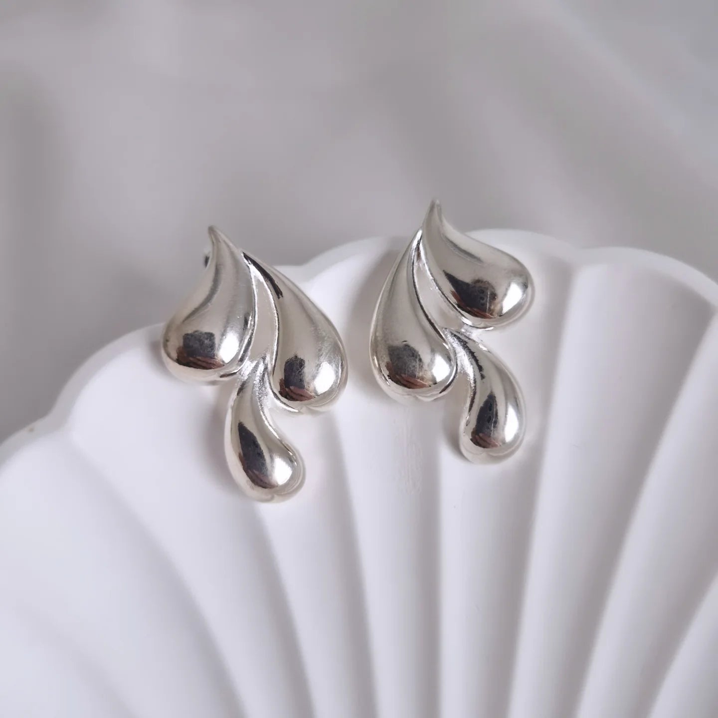 Maxi aros triple gota, enchape en plata