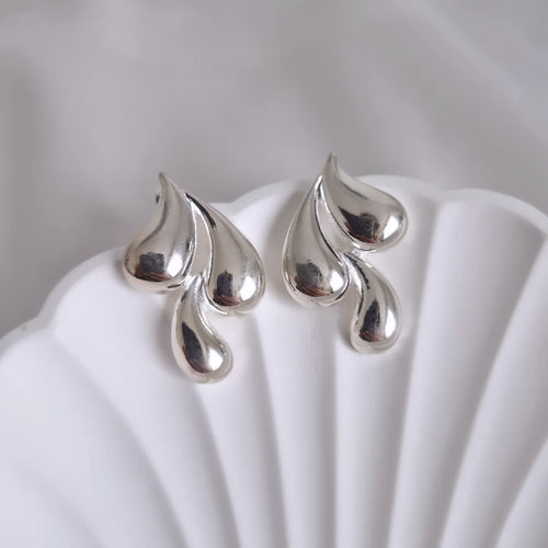 Maxi aros triple gota, enchape en plata