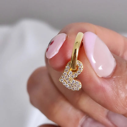Aros argolla con colgante corazón, extraíble