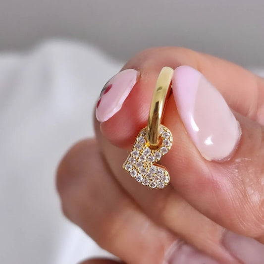 Aros argolla con colgante corazón, extraíble