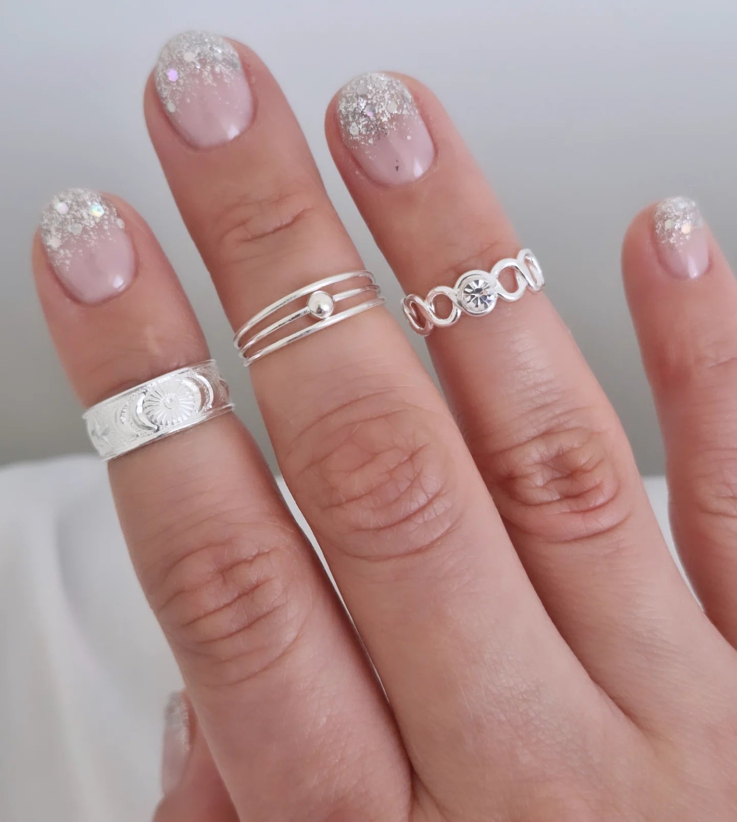 Anillo midi banda diseño flor