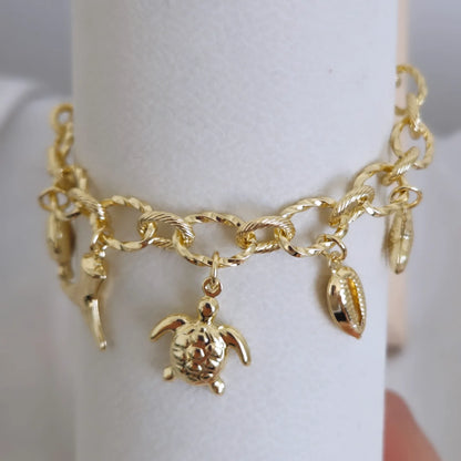 Pulsera eslabones con charms de mar