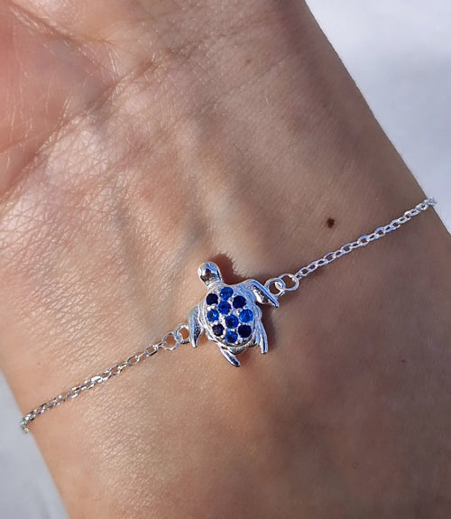 Pulsera tortuga con circones azules