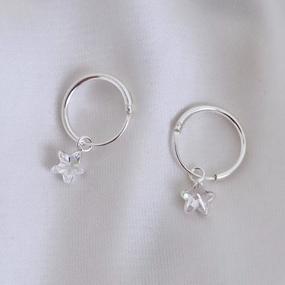 Aros argolla con colgante estrella