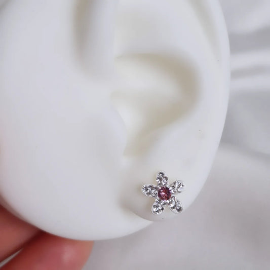 Aros flor strass con circones