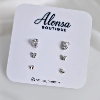 Trio aritos mariposa