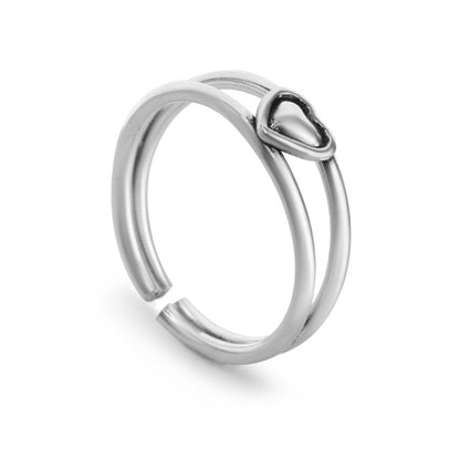 Anillo midi doble con corazón