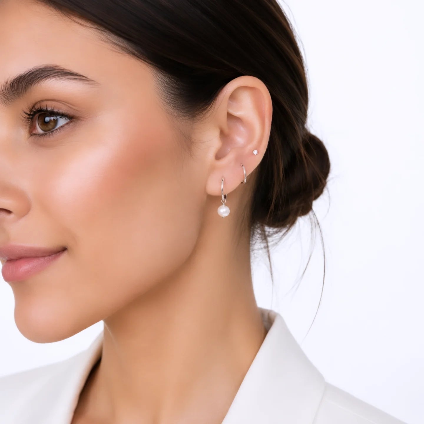 Aros argolla con colgante perla