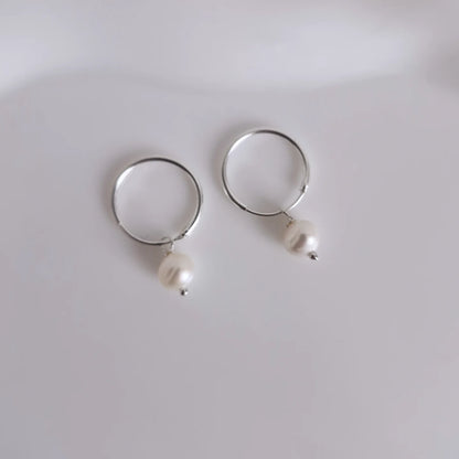 Aros argolla con colgante perla