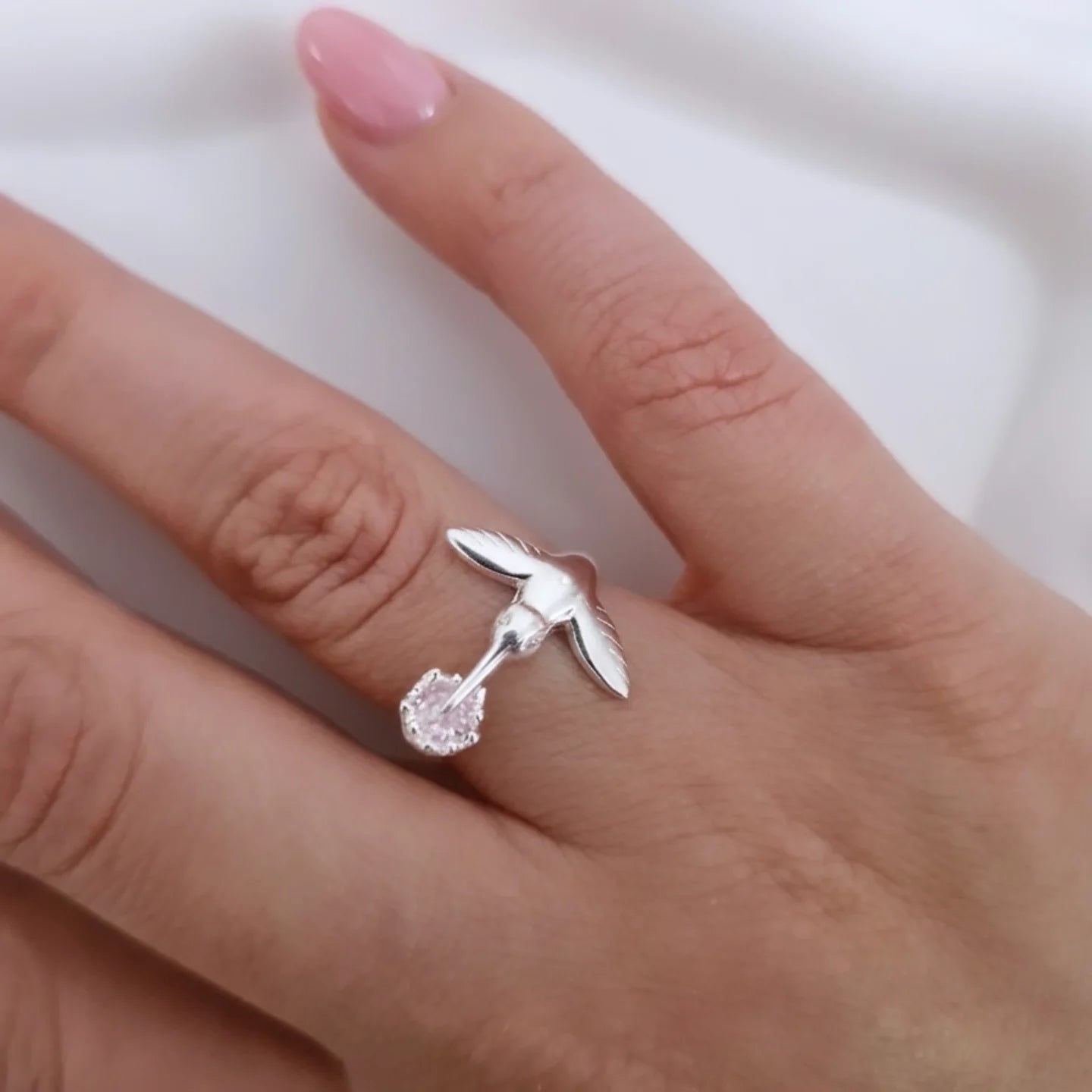 Anillo colibrí rosa