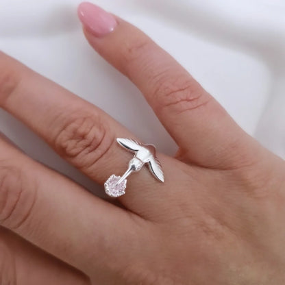 Anillo colibrí rosa