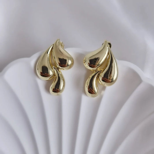 Maxi aros triple gota- enchape en oro 18k