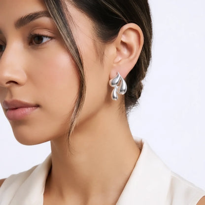 Maxi aros triple gota, enchape en plata
