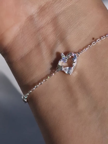 Pulsera corazón con mariposa y circones